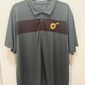 XXL San Diego Padres Striped Polo Shirt With Brown Chest Band and Swinging Friar